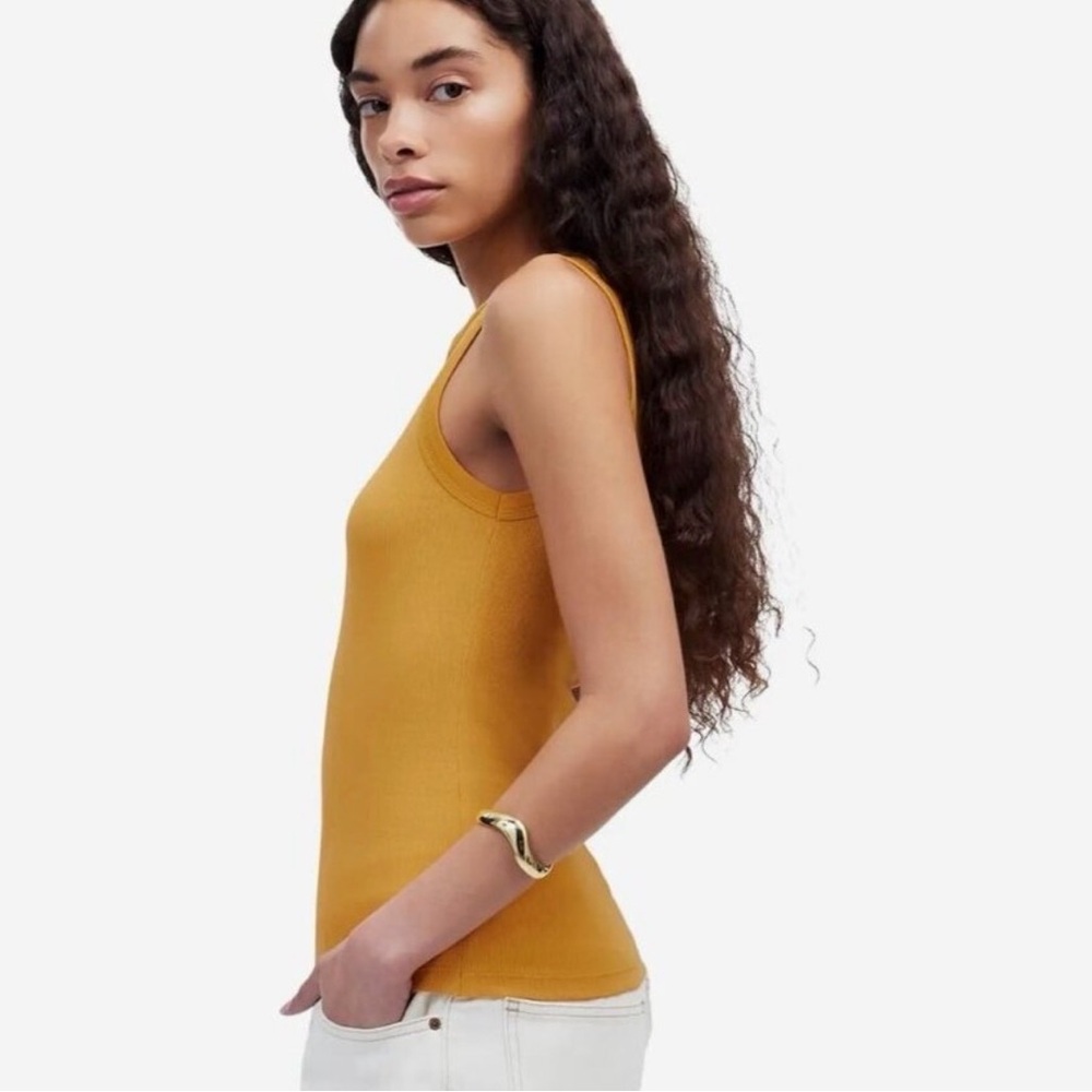 MADEWELL Yellow Re)generative Cotton Essential High-Neck Tank Top Size Small - Picture 3 of 4